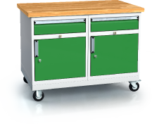 Workbenches alpede PROFI - board - container - mobile base 880 x 1200 x 700